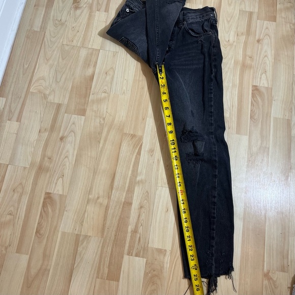 We The Free Free People Black Denim Distressed Button Fly Raw Hem Jeans Size 24 - Picture 4 of 8